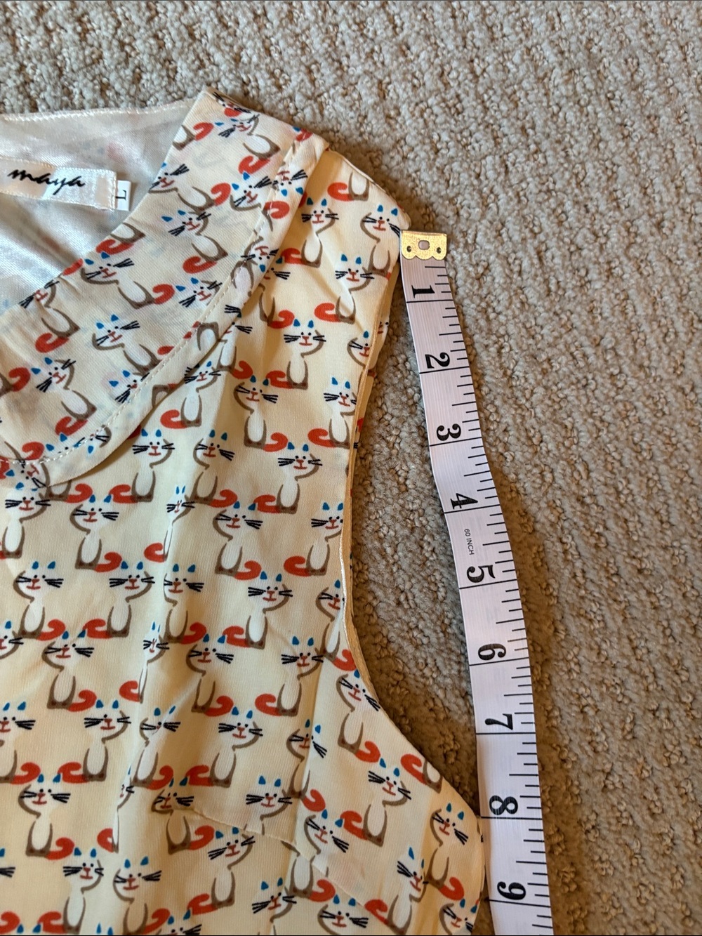 Adorable Sleeveless Cat Print Dress sz S-M NWT - Picture 14 of 15